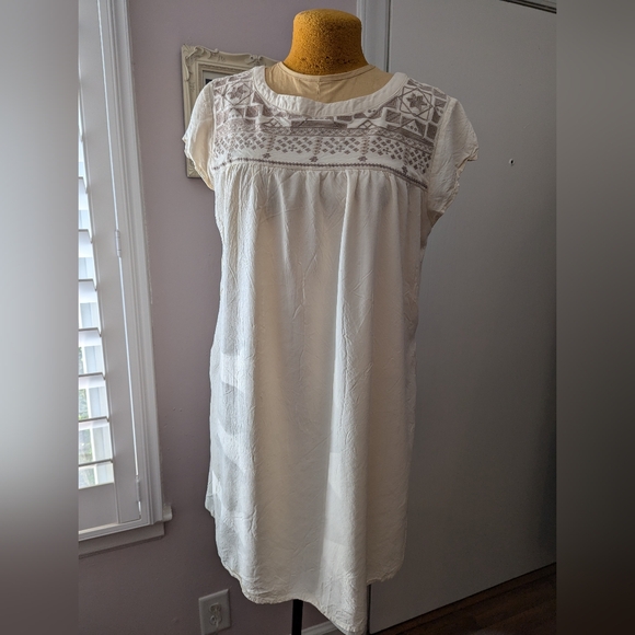 Women's Xhilaration Dress Cream with Embroidery and Pockets - Picture 1 of 9